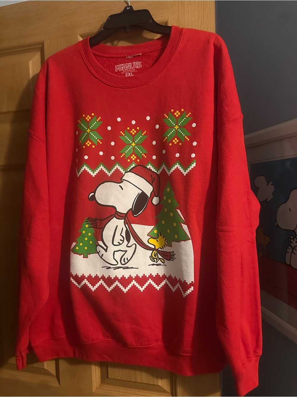 Peanuts Red Snoopy & Woodstock Holiday Crewneck Sweater